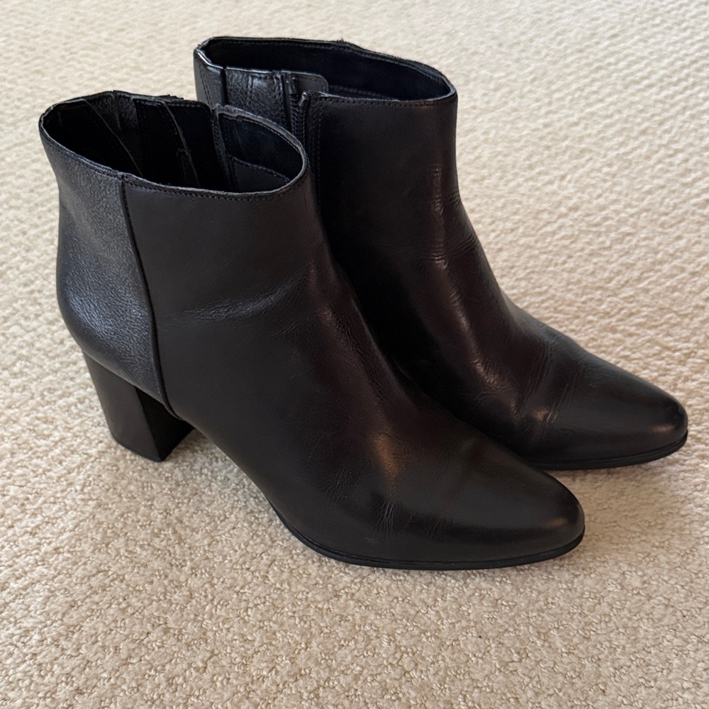 Classic Black Leather Ankle Boots - Women's Fashion Booties
